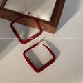 Wine Red Flocked Hoop Earrings In Round And Square view 6
