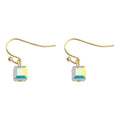 Gold Tone Iridescent Clear Cube Drop Hook Earrings For Women view 5