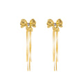 Gold Tone Sculptural Bow and Four Bar Tassel Earrings view 5
