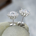 Silver Snowflake Halo Round CZ Stud Earrings Alloy view 4