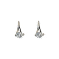 Silver-Tone Geometric Hoop Earrings with Clear Round CZ view 5