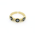 Gold Tone Triple Evil Eye Adjustable Open Rings in Six Colors view 8