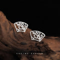 Silver-Tone Fan Plum Blossom Branch Openwork Stud Earrings view 2