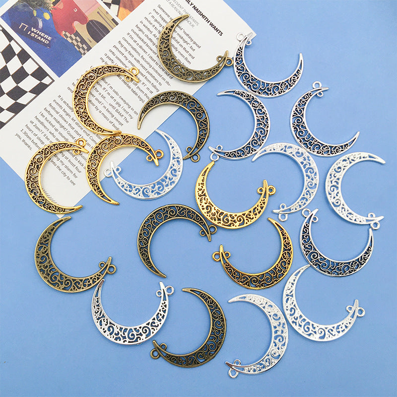 Zinc Alloy Hollow Moon charm pendant for DIY earring necklace keychain jewelry making