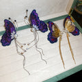 Purple Butterfly Pearl Chain Tassel Earrings Statement Jewelry view 2