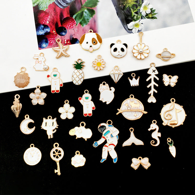 Enamel Zinc Alloy Bear Moon Charm Pendant for DIY Necklace Earrings Keychain Jewelry