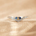 Silver Tone Chevron Ring with Blue and Clear Stones view 2