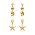 Nautilus Shell and Starfish Drop Earrings in Four Marine Styles view 5