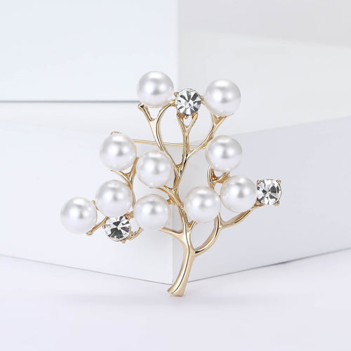 Angled view showing white beads and small clear crystals