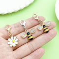 Yellow Bee And White Daisy Metal Charms With Lobster Clasps view 4