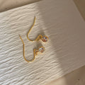 Gold Fishhook Earrings Mini Round Clear Zircon Drop view 4