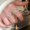 Clear Crystal Snake Shaped Open Ring In Silver Tone Or Gold Tone view 2