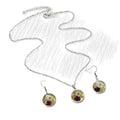 Silver Tone Round Pressed Flower Earrings, Necklace and Coordinated Set view 5