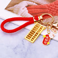 Gold Abacus Keychains with Four Message Tags Clasp and Red Braided Loops view 2