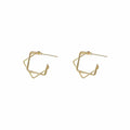 Gold Geometric Square Twisted Wire Stud Earrings Pair view 5