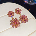 Crystal Flower Drop Earrings Necklaces Purple Oval Bracelet view 8
