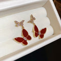 Crystal Enamel Butterfly Drop Earrings - 3 Styles Polished Decorative Design view 8