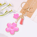 Enamel Flower Tassel Keychain Rhinestone Butterfly Charm view 3