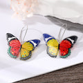 Silver Tone Colorful Printed Acrylic Butterfly Kidney Wire Drop Earrings view 2