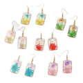 Square Resin Dried Flower Wire Frame Earrings 6 Colors view 5