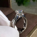 Iridescent Round Solitaire Pave Ring In Silver And Rose Tones view 1