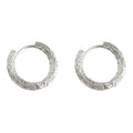 Silver Textured Bark Huggie Hoop Earrings Round Pair view 5