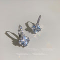 Silver Tone Clear Stone Square Starburst Huggie Hoop Earrings view 3