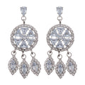 Silver Tone Crystal Wheel Drop Earrings with Teardrops view 5