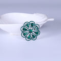 Layered Flower Brooch with Green or Yellow Crystal Petals view 6