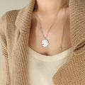 Daisy Flower Pendant Dual Chain Necklace Gold Steel Slider view 6
