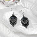 Gothic Bat Portrait Medallion Drop Earrings in Six Finishes view 5