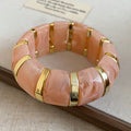Acrylic Stretch Bracelets Pink Tortoise Amber Gold Accents view 6