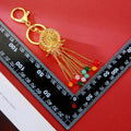 Illuminated Round Fan Keychain With Multicolor Bead Chain Tassels view 2
