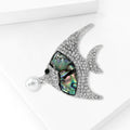 Silver Tone Tropical Fish Brooch with Shell Inlay and Pearl view 3