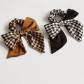 Houndstooth Bow Scrunchie Hair Ties Black Coffee 2 Colors view 4