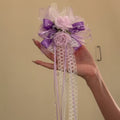 Fabric Rose Satin Bow Lace Pearl Hair Clips Two Colors view 7