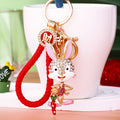 Jeweled Carrot Rabbit Keychains in Three Colors with Two Wrist Loop Options view 2