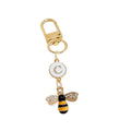 Gold-Tone Rhinestone Bee Keychain with Enamel Letter Charm view 5