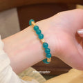 Natural Stone Beaded Bracelets Blue Green Pearl Flower Sets view 3