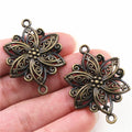 Double Loop Openwork Flower Connectors in Three Metal Finishes view 7