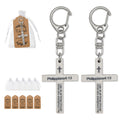 Silver Philippians 4:13 Cross Tag Clasp Keychain and Attached Hardware view 1