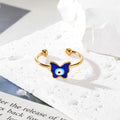 Gold Tone Blue Evil Eye Adjustable Rings in Seven Shapes view 6