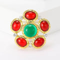 Oval Stone Cluster Brooch A Round Gold-Tone Cluster Of Oval Glass-Look Stones And Clear view 6