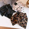 Oversized Satin Bow Hair Claw In Black White Polka Dot Or Brown Leopard view 2