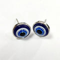 Round Blue Evil Eye Stud Earrings in Three Tone Combinations view 6