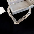 Layered Wavy Multi Strand Metal Collar Necklace In Two Tones view 2