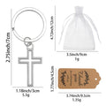 Silver Hollow Cross Keychain Open Frame Split Ring view 2