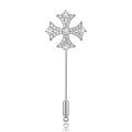 Crystal Cross Stick Pin Brooch in Gold and Silver Tones view 5