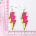 Silver Tone Lightning Printed Acrylic Hook Earrings in Four Designs view 5