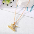 Gold and Silver Tone Crystal Heart and Hummingbird Necklaces view 4